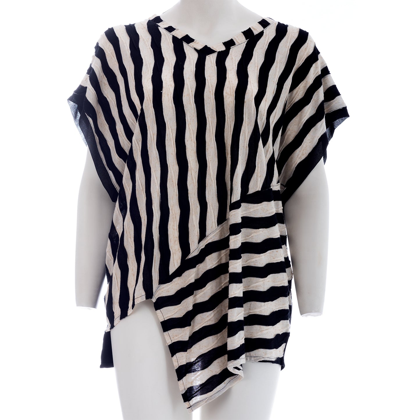 Dynamic Lines: Seva's Asymmetrical Striped Blouse ss.24.se.069