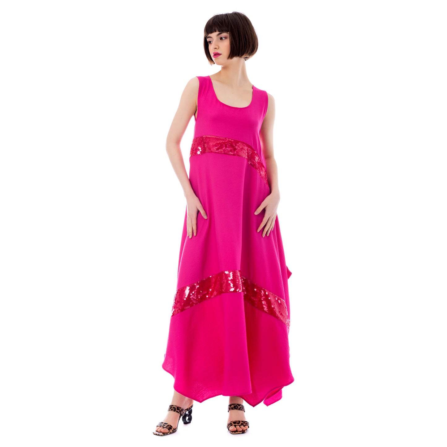 Seva's Shimmering Asymmetric Maxi Dress ss.24.se.311