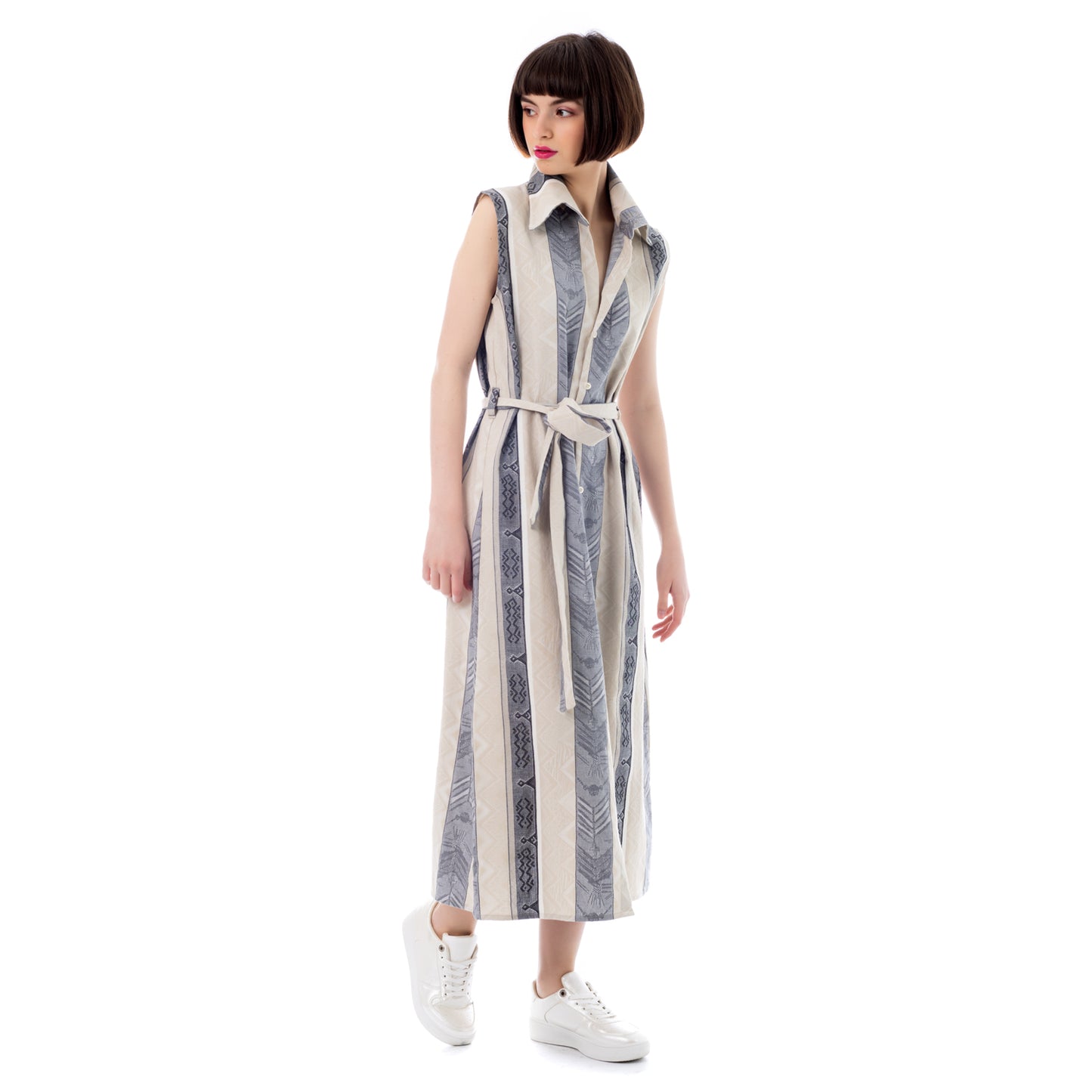 Seva's Sleeveless Maxi Shirt Dress with Belt: Effortless Chic ss.24.se.150