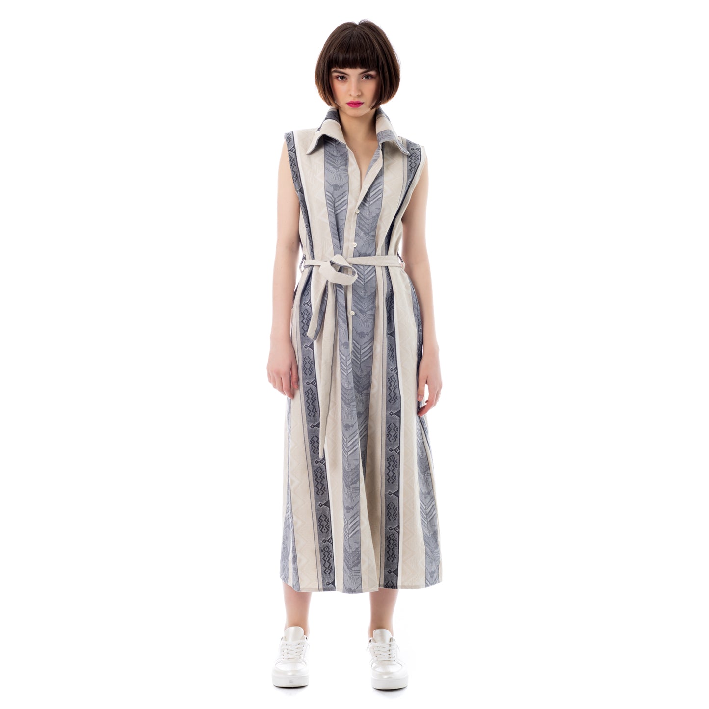 Seva's Sleeveless Maxi Shirt Dress with Belt: Effortless Chic ss.24.se.150