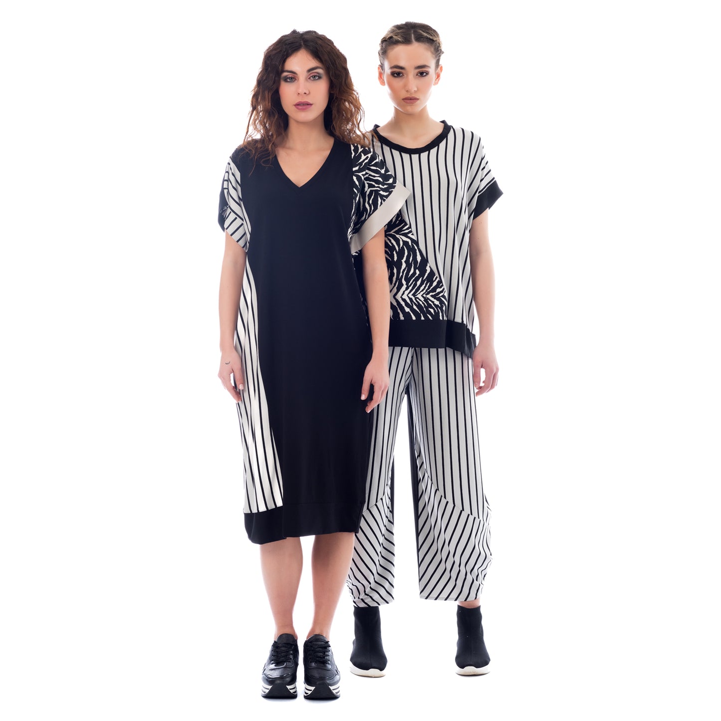 Eclectic Chic: Seva's Asymmetric Mixed Fabric Blouse ss.24.se.125