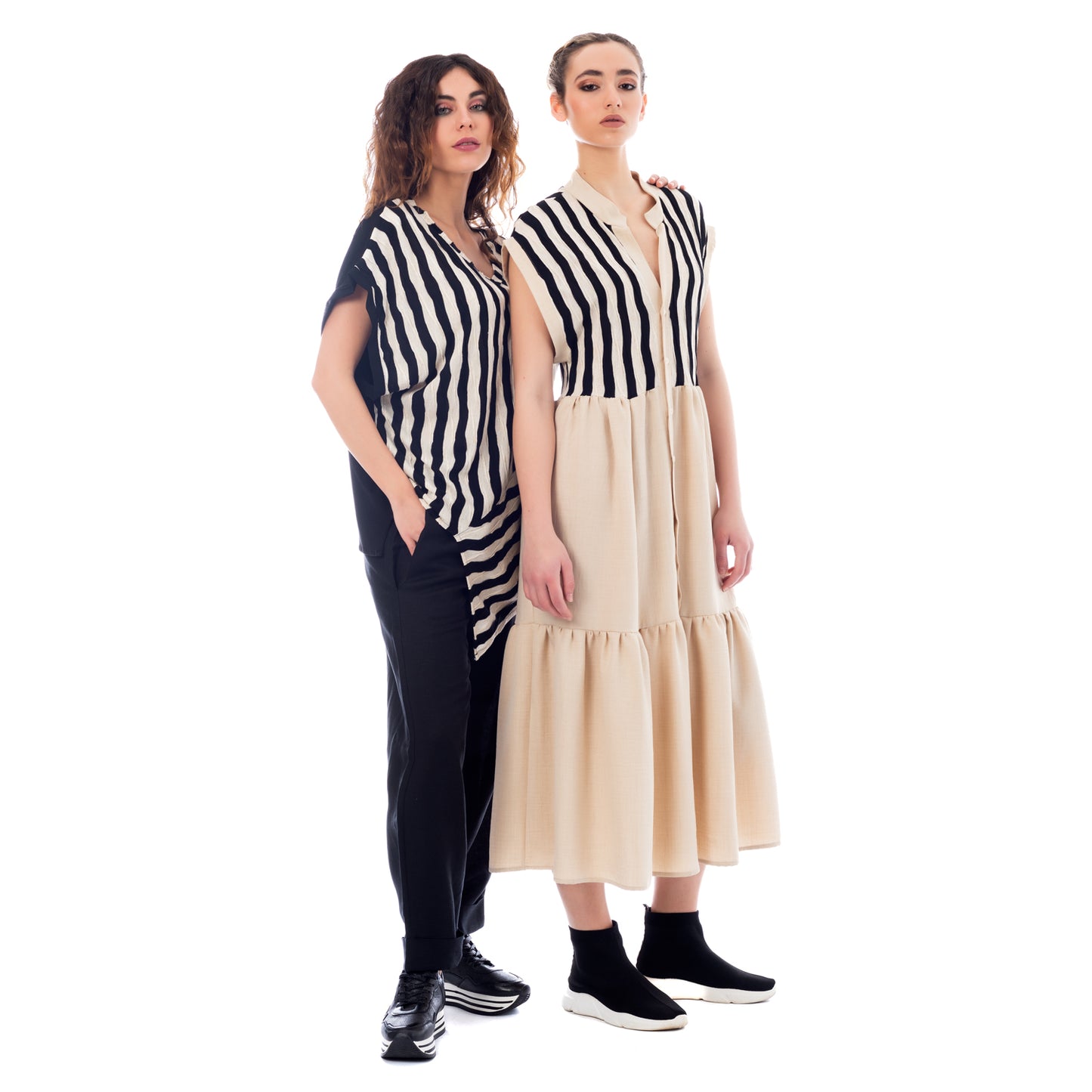 Dynamic Lines: Seva's Asymmetrical Striped Blouse ss.24.se.069