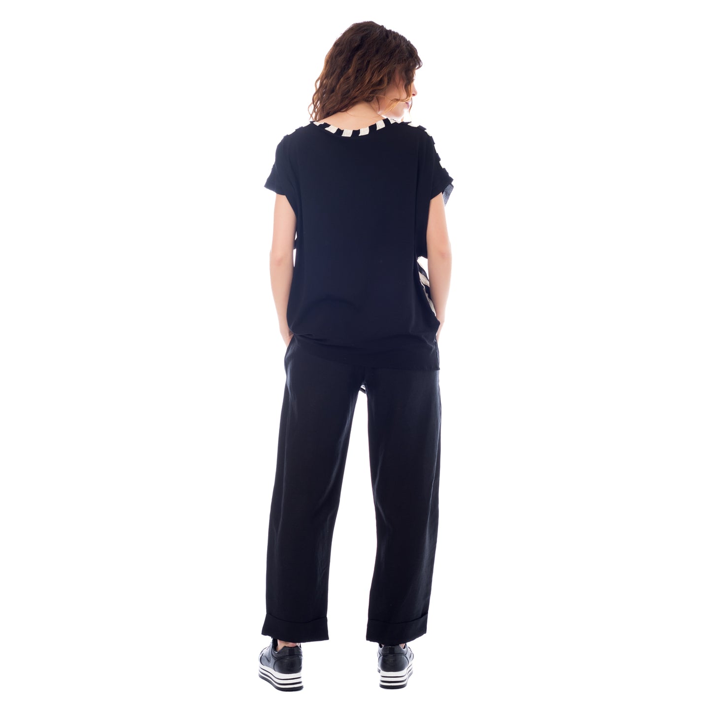 Dynamic Lines: Seva's Asymmetrical Striped Blouse ss.24.se.069