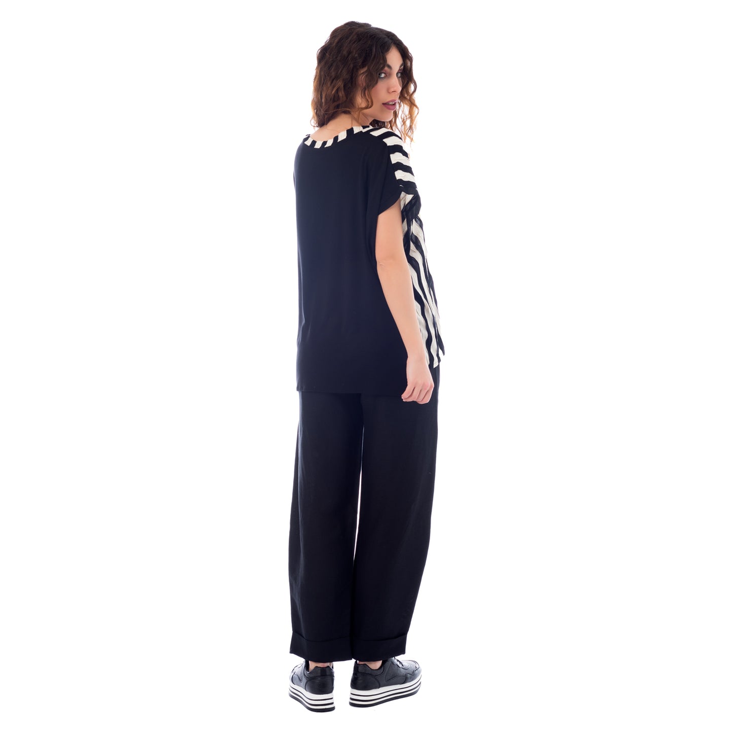 Dynamic Lines: Seva's Asymmetrical Striped Blouse ss.24.se.069