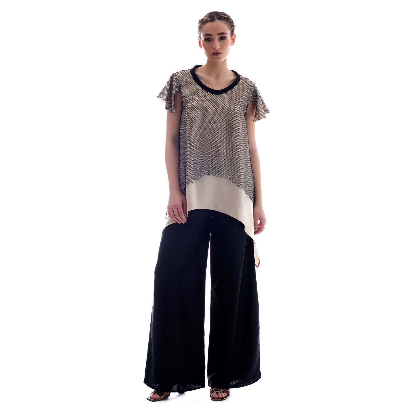 Seva's Multicolored Fabric Fusion Asymmetric Tunic ss.24.se.313