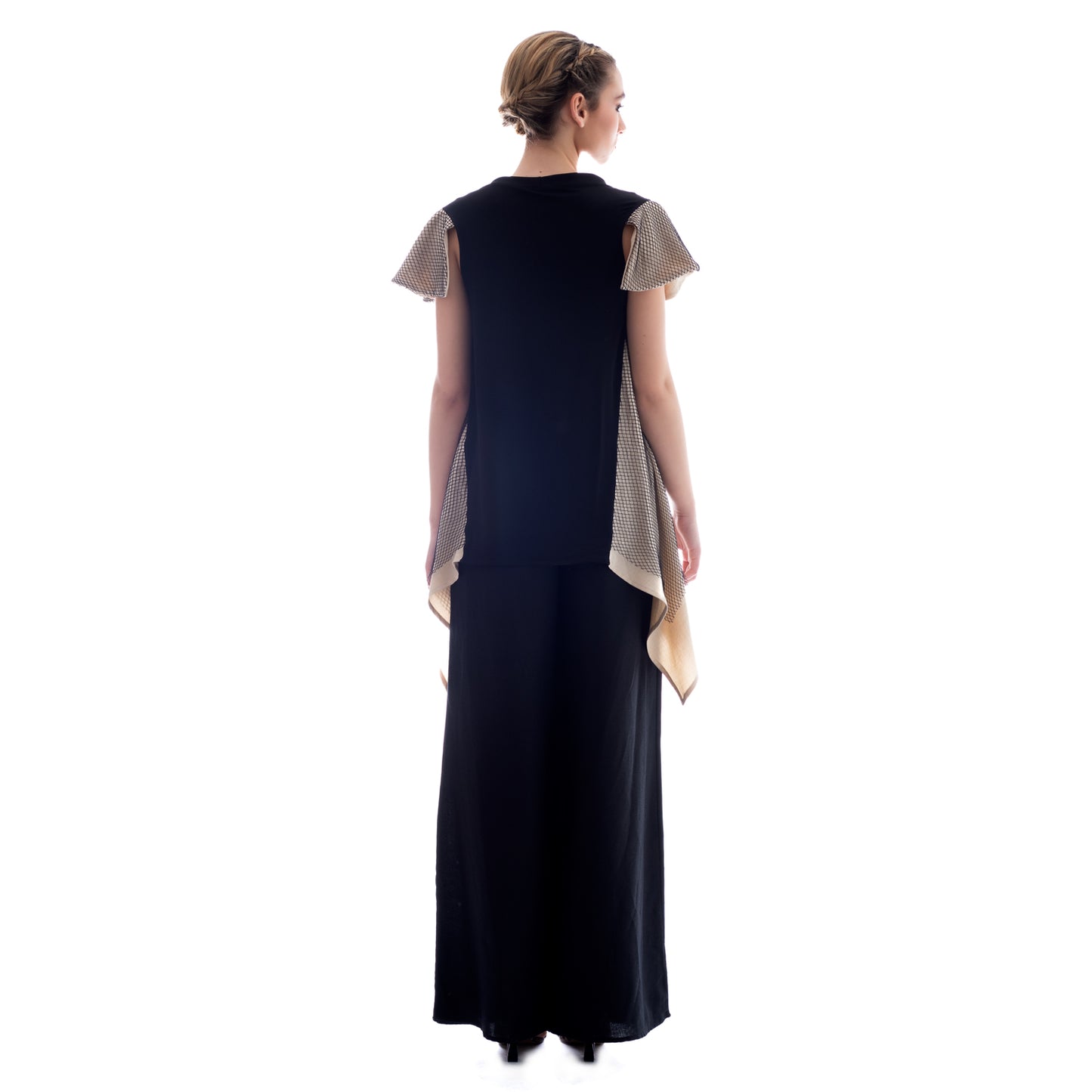 Seva's Multicolored Fabric Fusion Asymmetric Tunic ss.24.se.313
