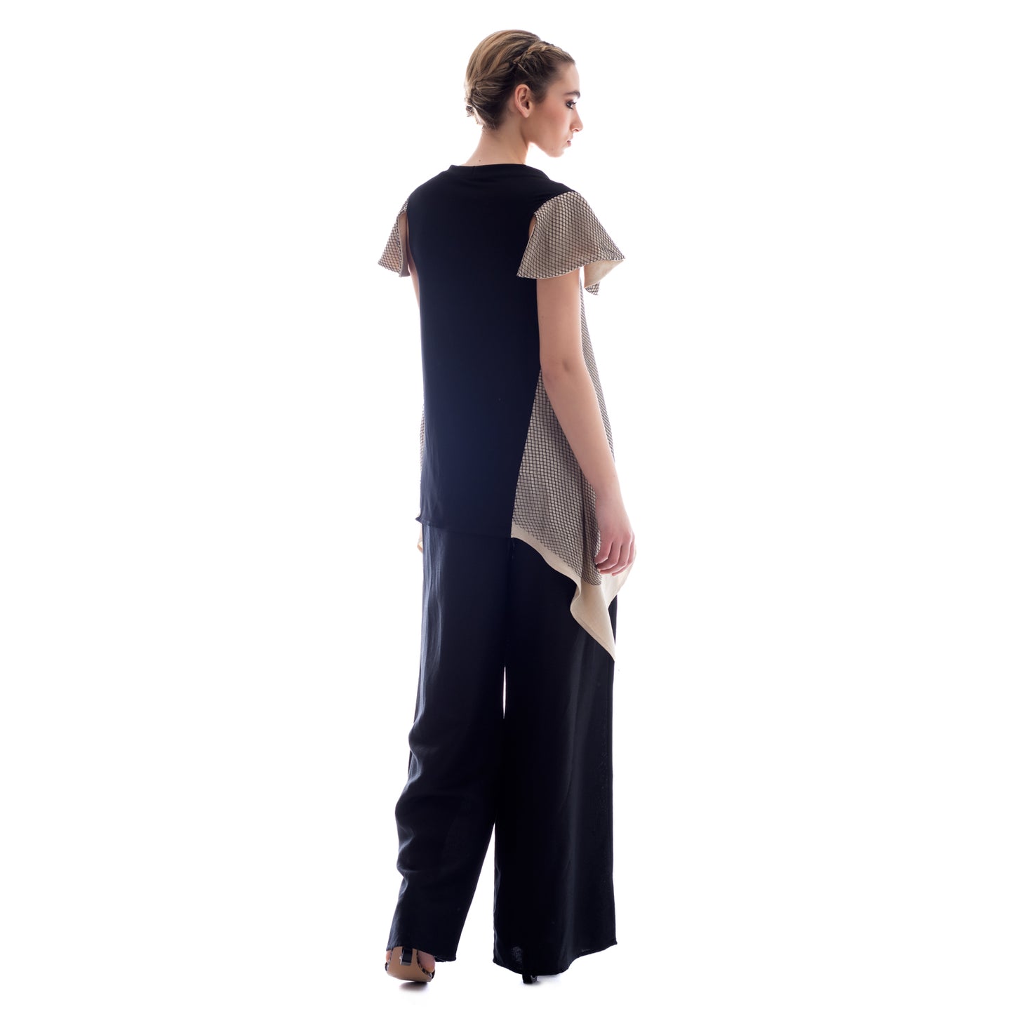 Seva's Multicolored Fabric Fusion Asymmetric Tunic ss.24.se.313