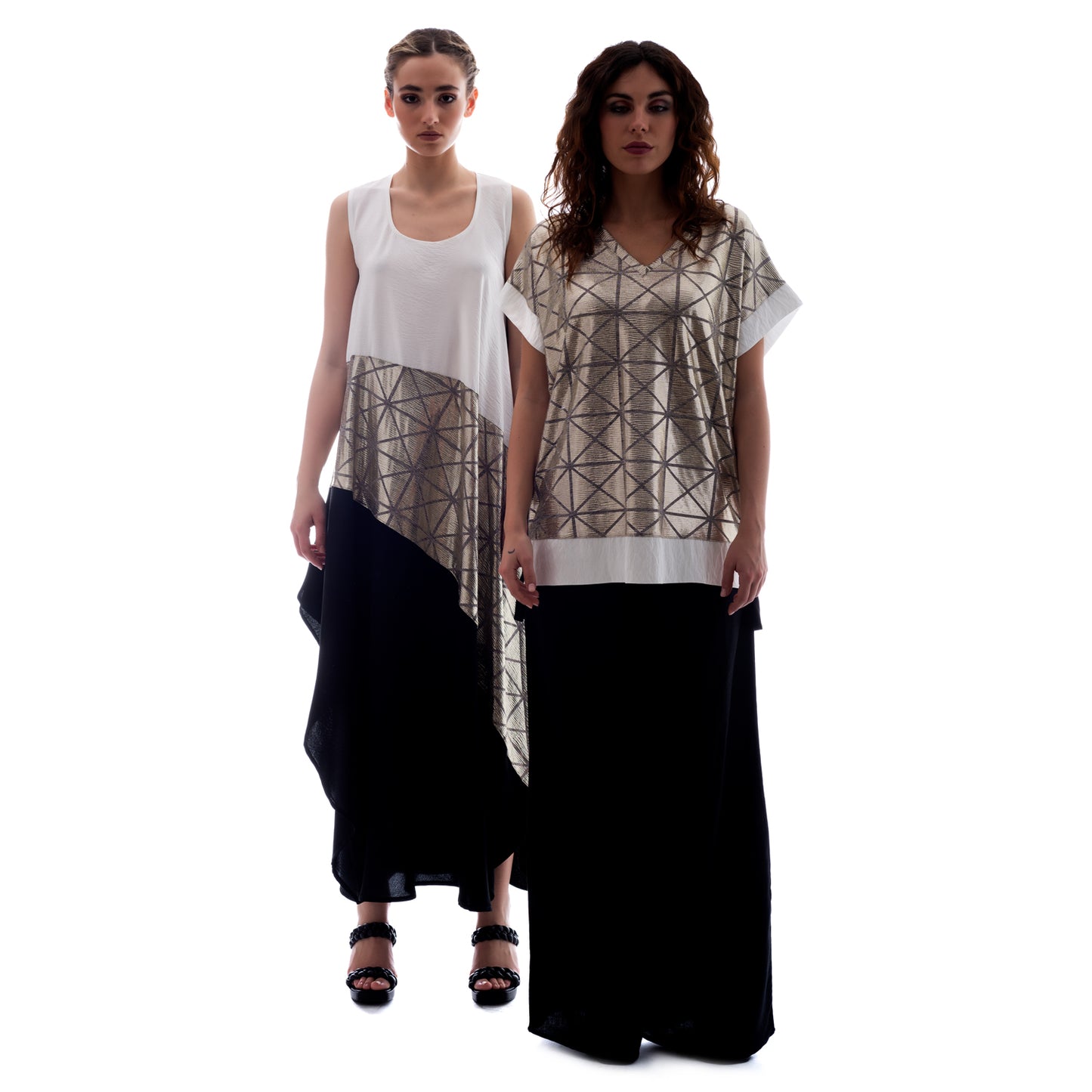 Seva's Airy Mix Fabric Maxi Sleeveless Dress: Effortless Elegance ss.24.se.154