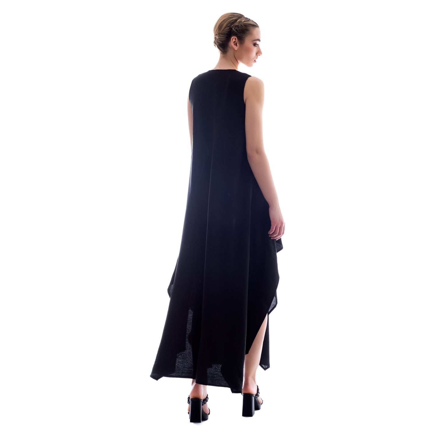 Seva's Airy Mix Fabric Maxi Sleeveless Dress: Effortless Elegance ss.24.se.154
