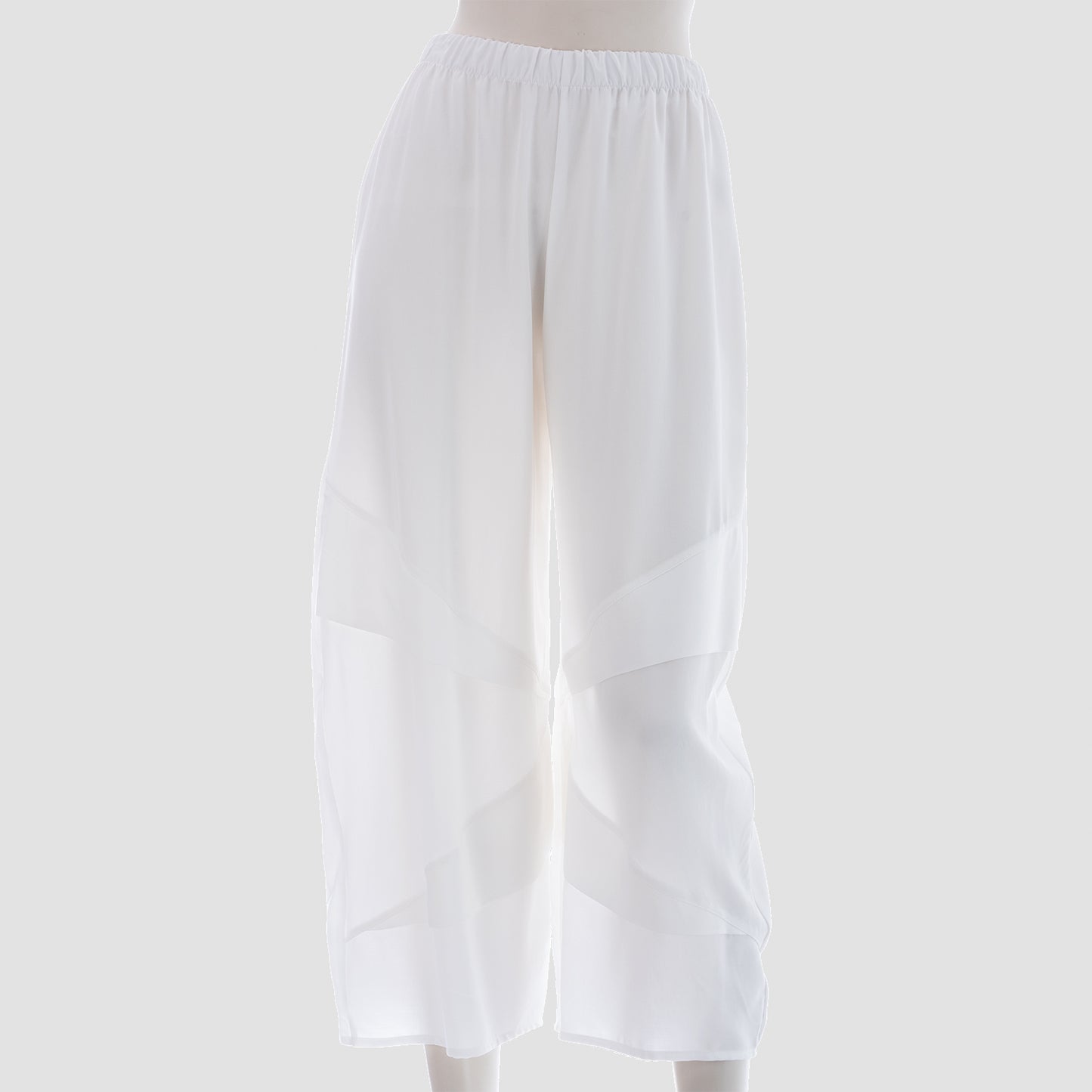 Pure Elegance: White Loose Seva Pants with Fabric Finery se.24.se.022