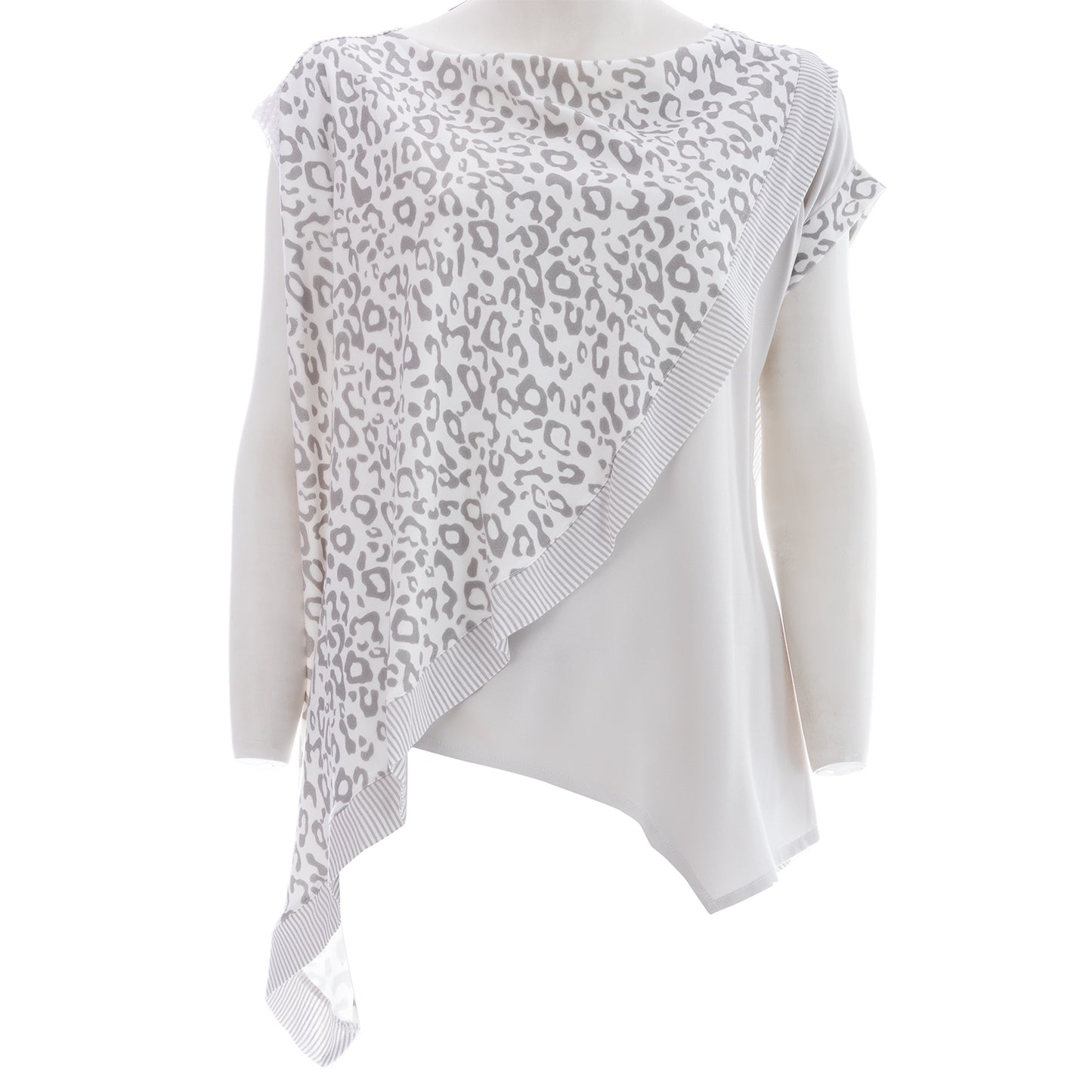 Wild Elegance: Seva's Asymmetrical Blouse with Animal Print Accents ss.24.se.037