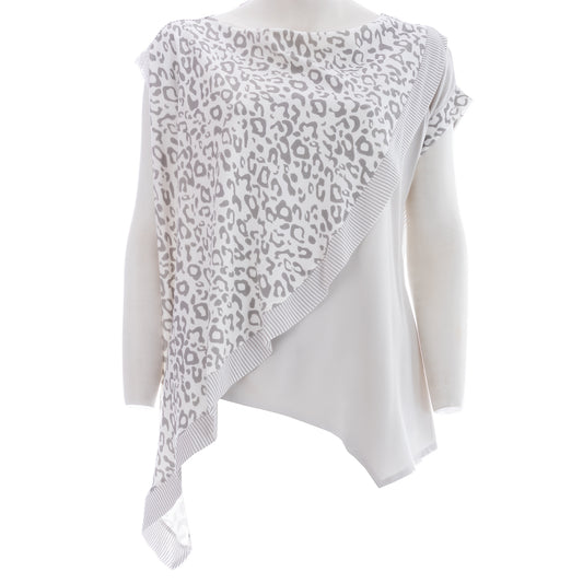 Wild Elegance: Seva's Asymmetrical Blouse with Animal Print Accents ss.24.se.037