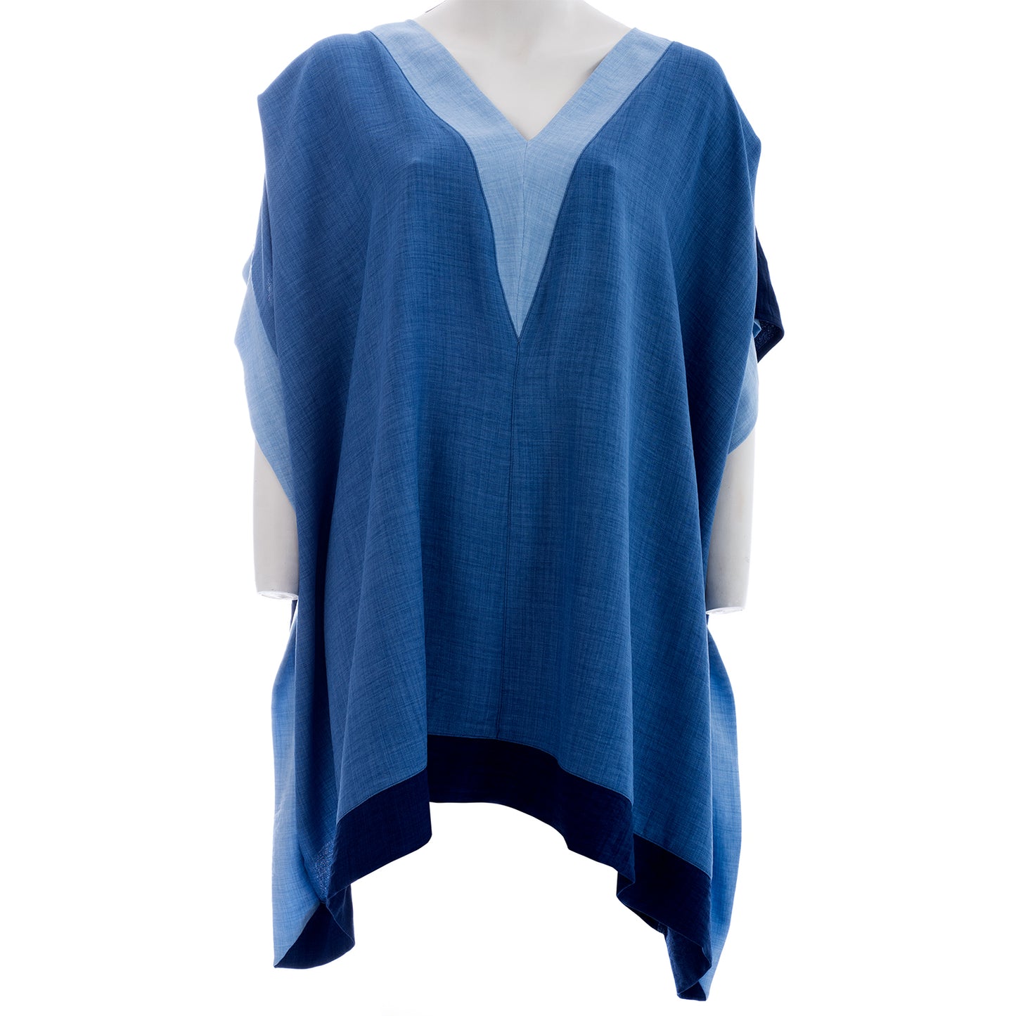 Tri-Tone Tranquility: Seva's Assymetric Loose Tricolor Tunic ss.24.se.044