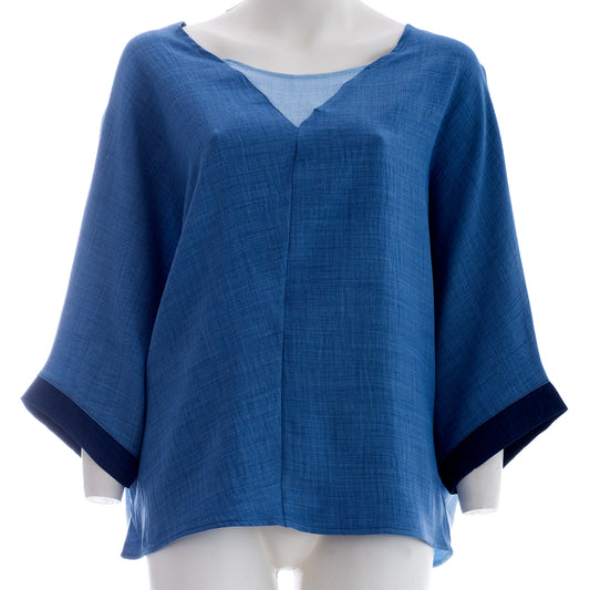 Tricolor Elegance: Seva's Comfortable  Blouse ss.24.se.045