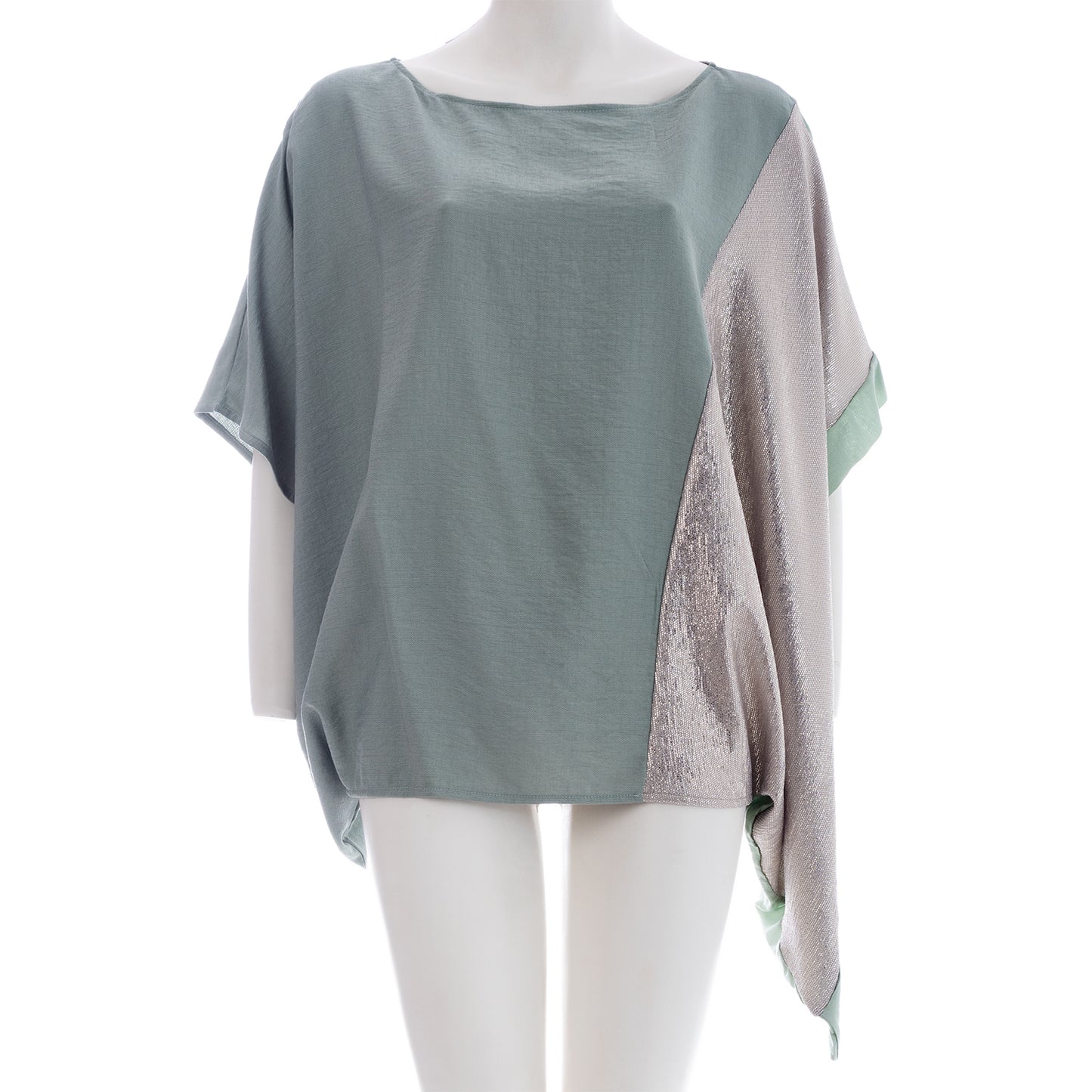 Tri-Color Chic: Seva's Asymmetrical Blouse ss.24.se.065