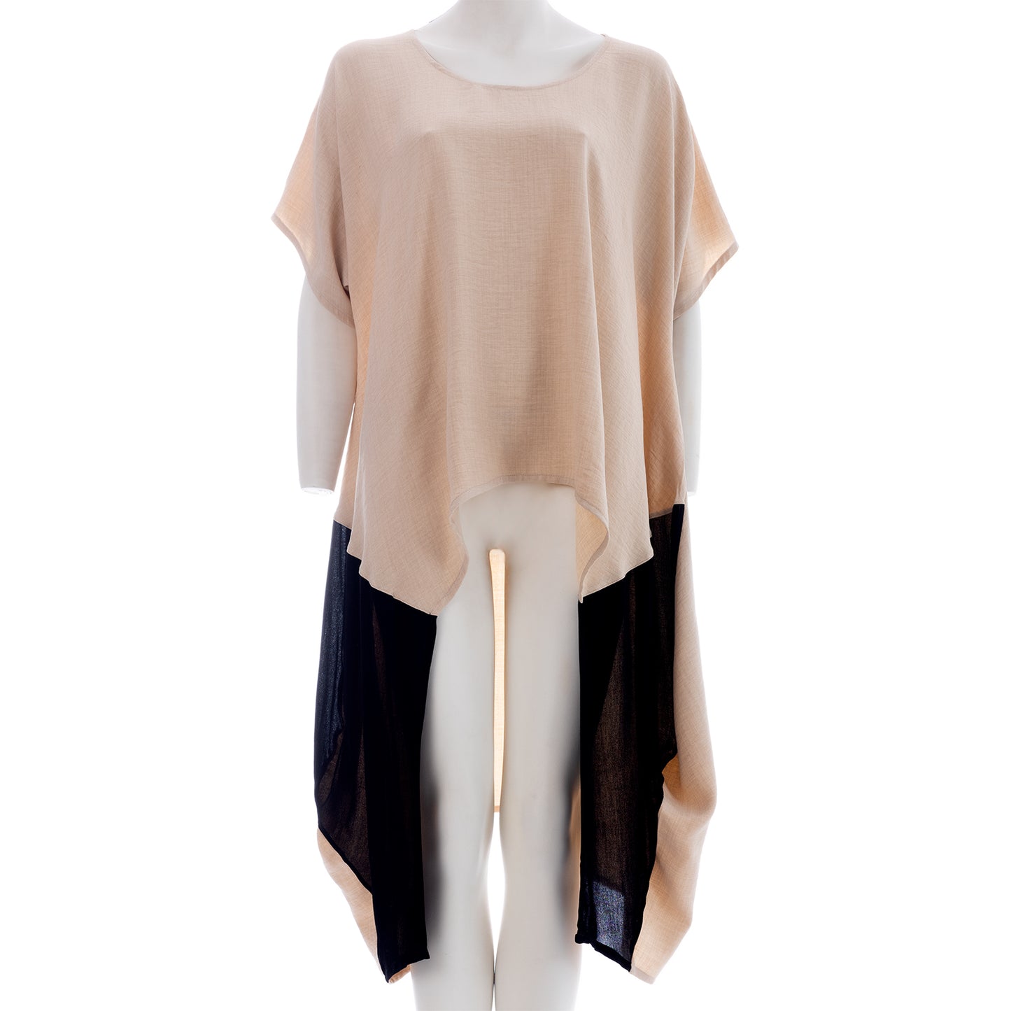 Duo Harmony: Seva's Long Asymmetric Two-Tone Tunic ss.24.se.084