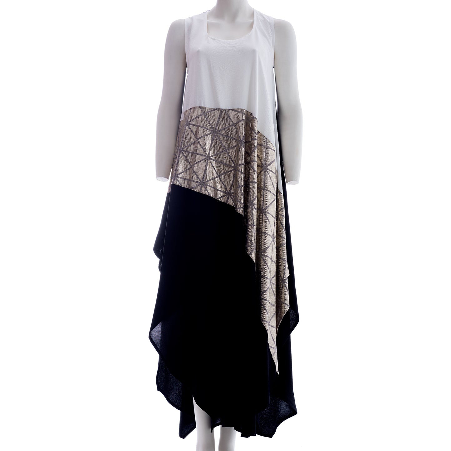 Seva's Airy Mix Fabric Maxi Sleeveless Dress: Effortless Elegance ss.24.se.154
