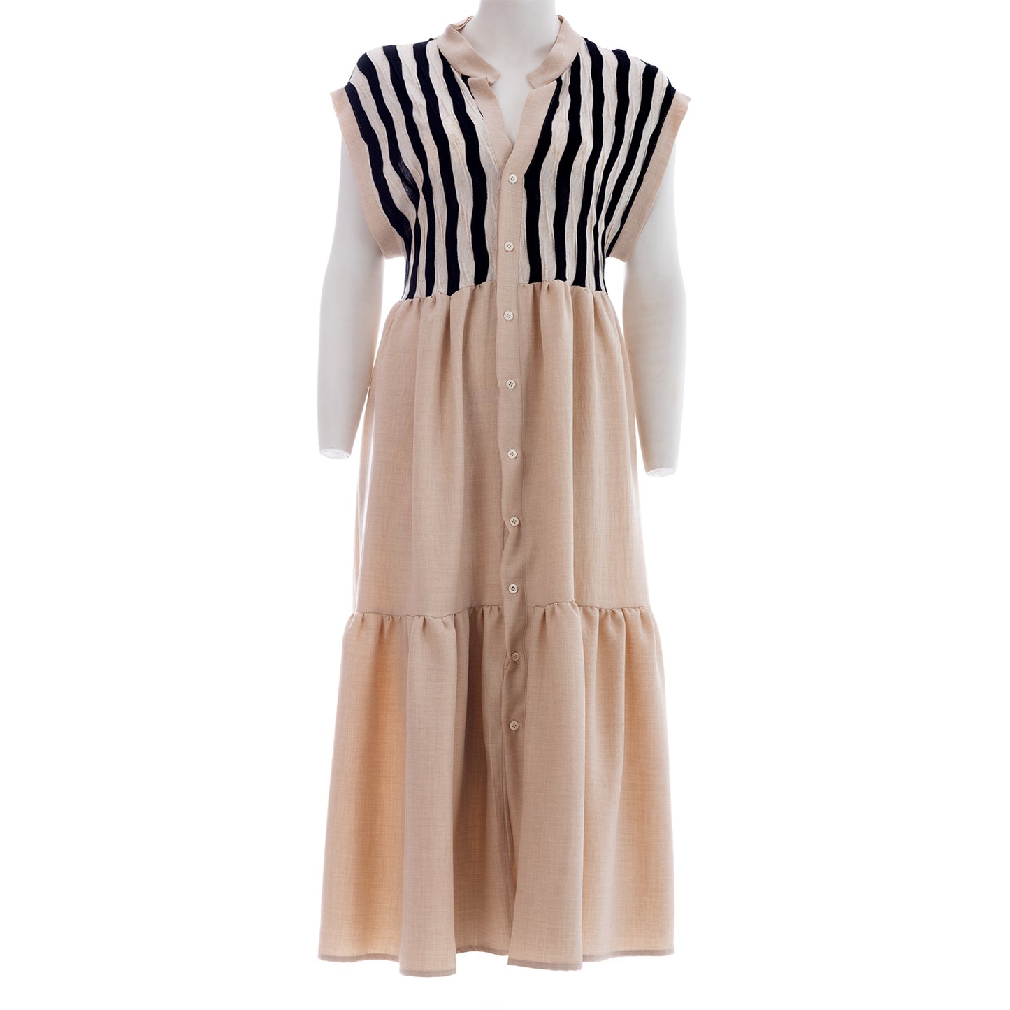 Seva's Girly Striped Maxi Dress: Delightful Details ss.24.se.173