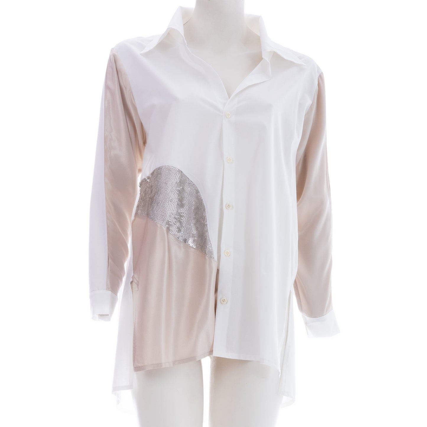 Seva's Mixed Fabric Shirt: Contemporary Elegance ss.24.se.175