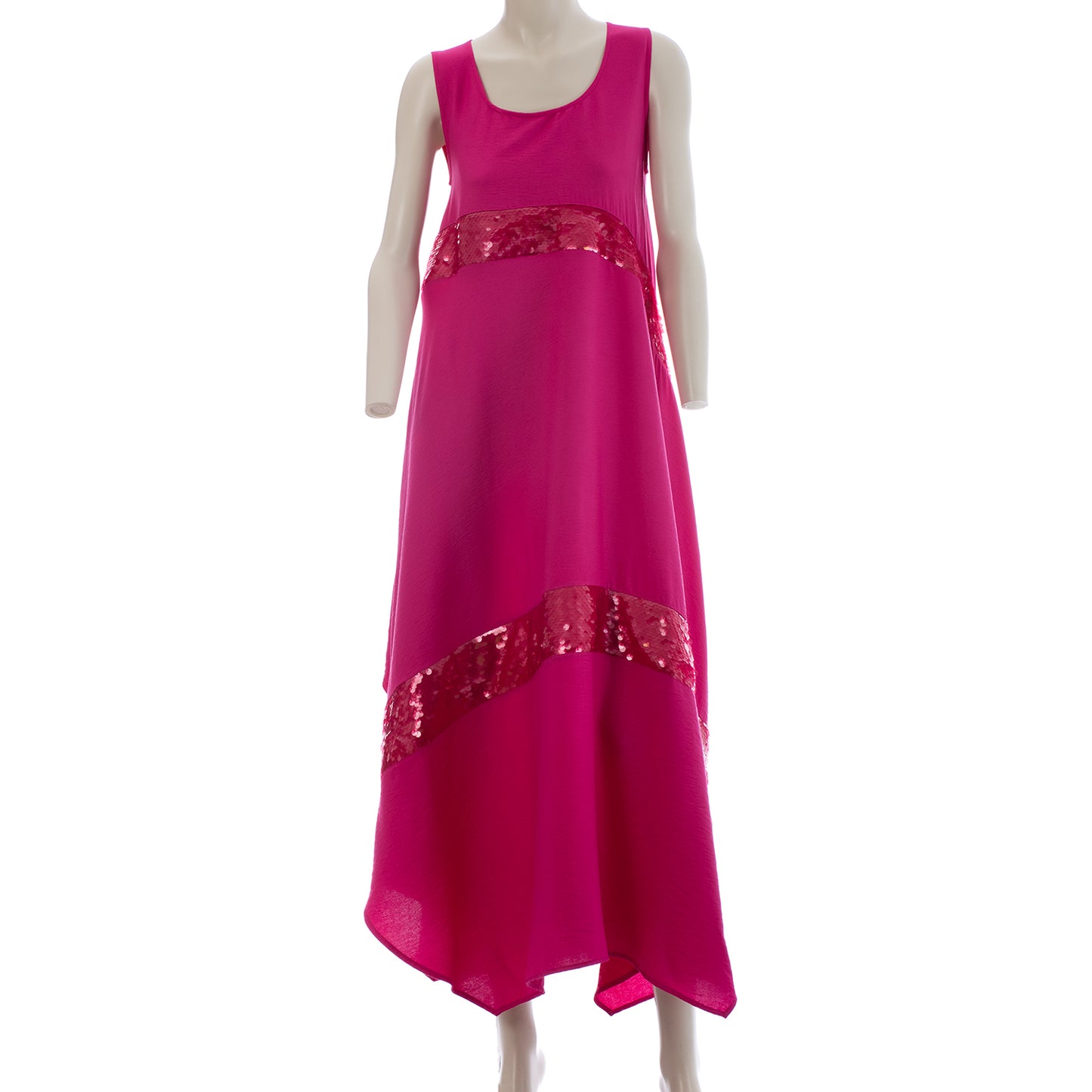 Seva's Shimmering Asymmetric Maxi Dress  ss.24.se.311