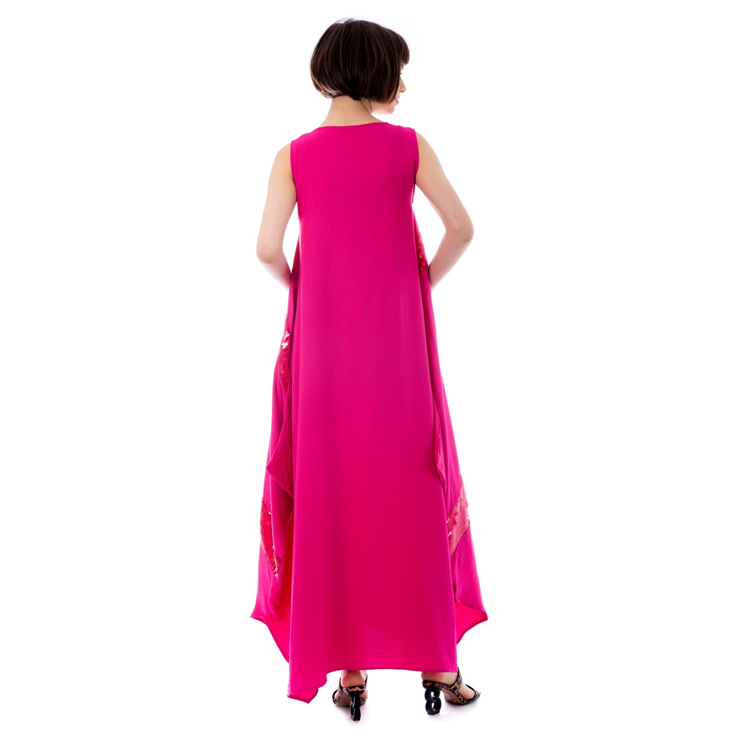 Seva's Shimmering Asymmetric Maxi Dress  ss.24.se.311