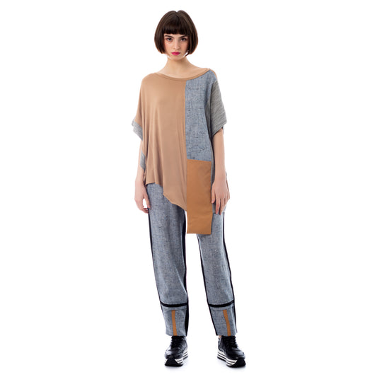 Tri-Chromatic Elegance: Seva's Asymmetrical Tunic ss.24.se.025