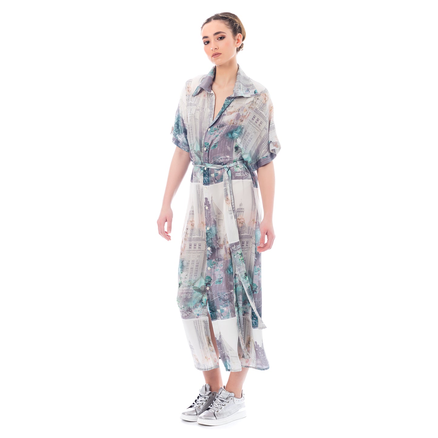 Seva's Belted Midi Dress: Stunning Print ss.24.se.168