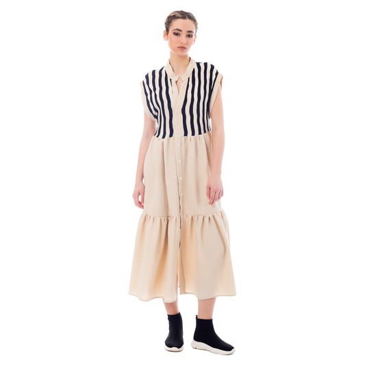 Seva's Girly Striped Maxi Dress: Delightful Details ss.24.se.173