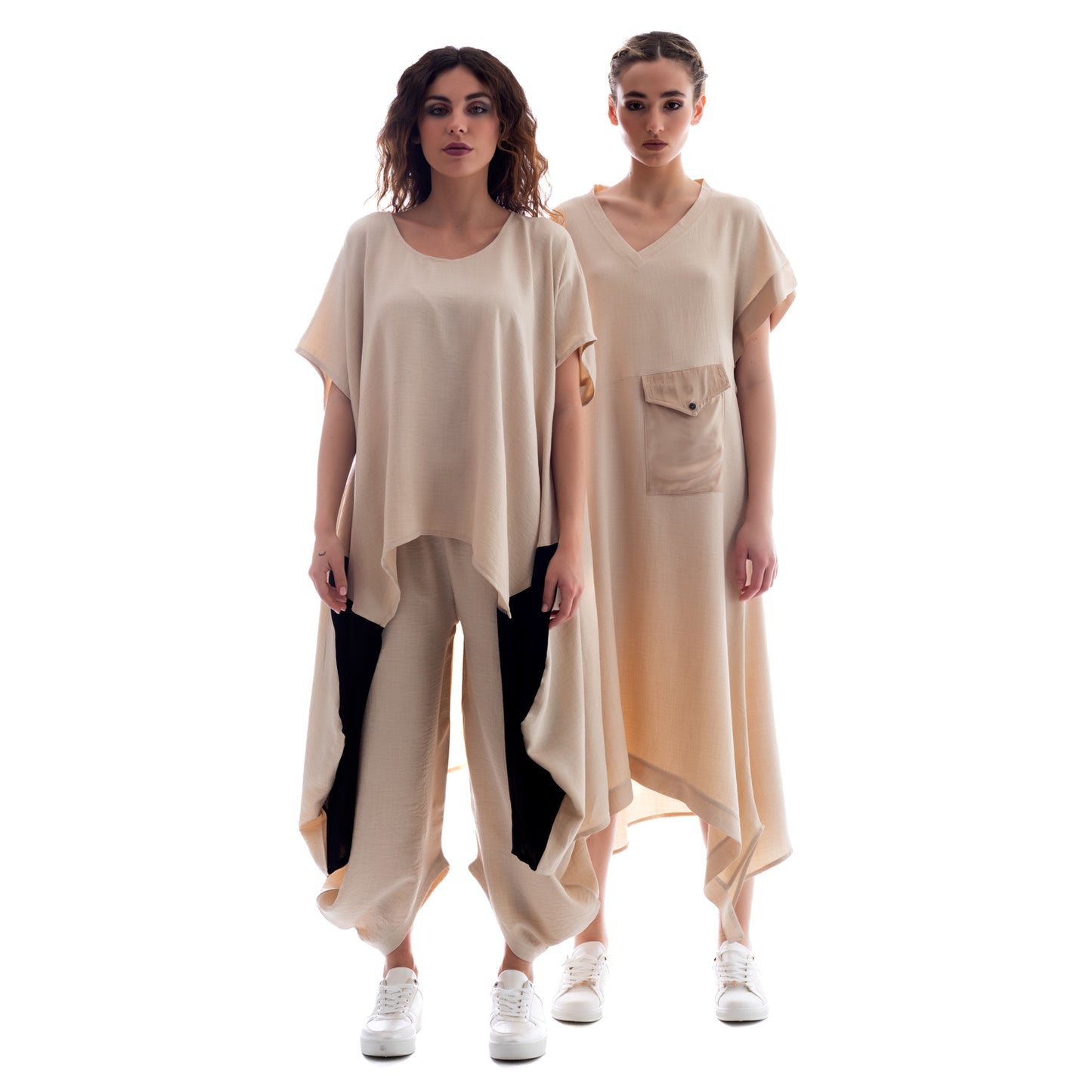 Duo Harmony: Seva's Long Asymmetric Two-Tone Tunic ss.24.se.084