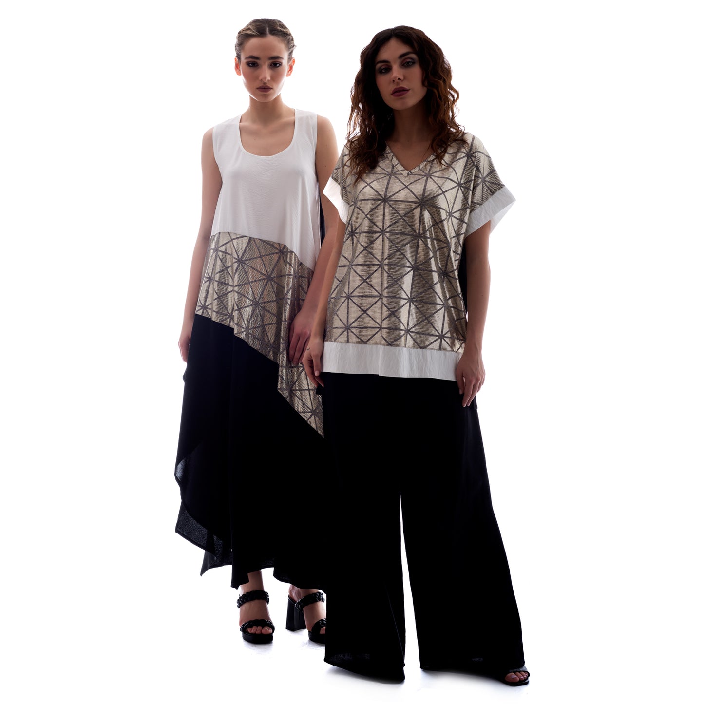 Seva's Metallic Sparkle Asymmetric Tunic: Modern Glamour ss.24.se.153