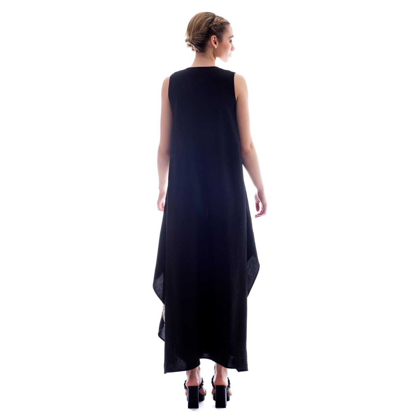 Seva's Airy Mix Fabric Maxi Sleeveless Dress: Effortless Elegance ss.24.se.154