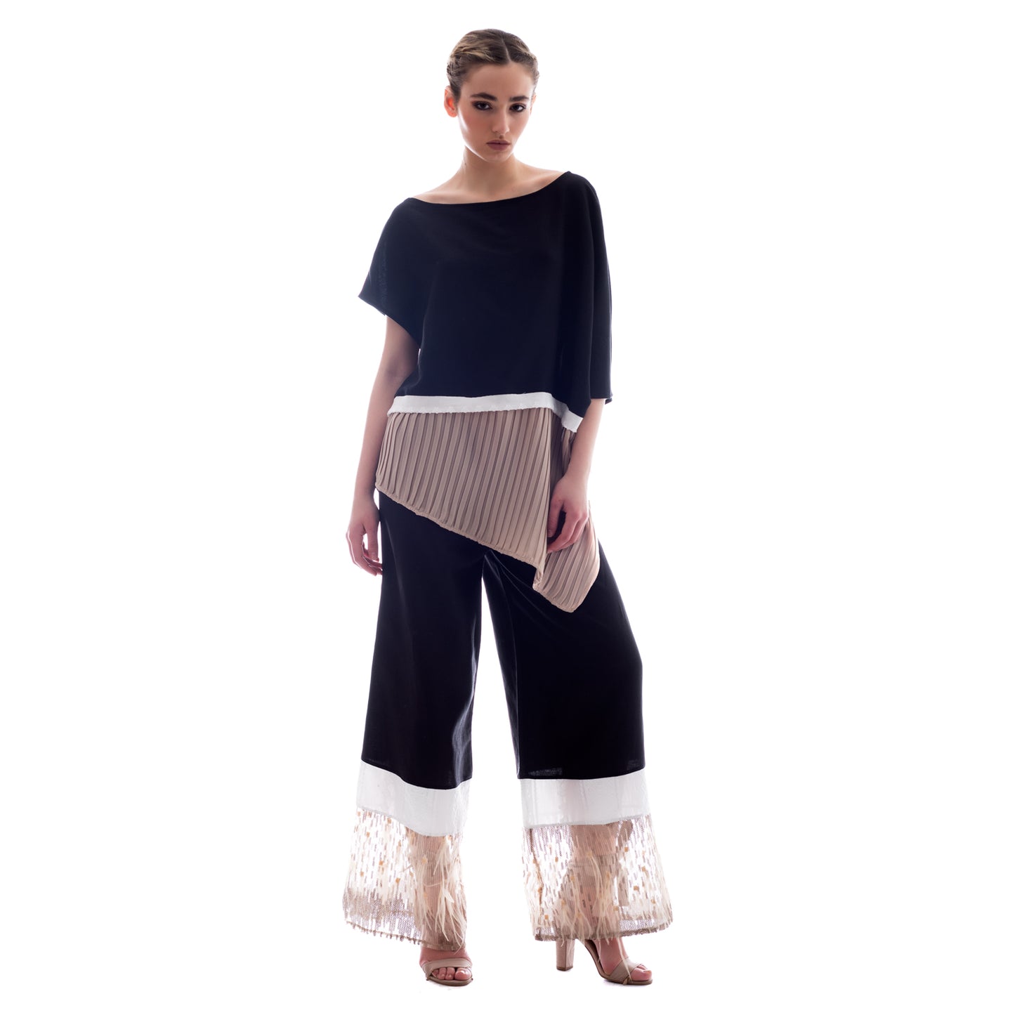 Seva's Elegant Multi-Fabric Pants ss.24.se.242