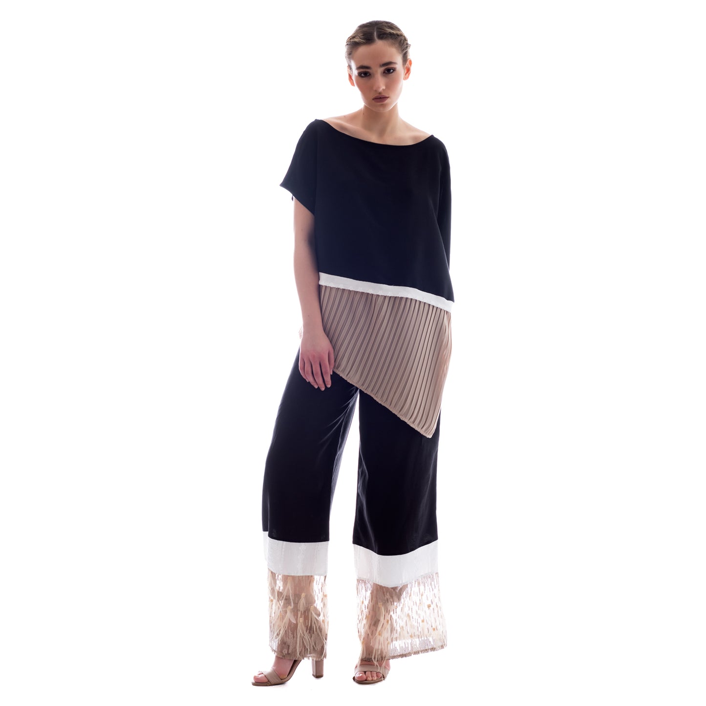 Seva's Elegant Multi-Fabric Pants ss.24.se.242